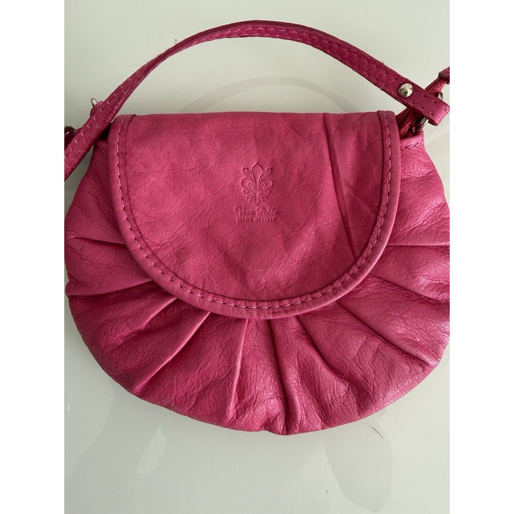 ✿ Vera Pelle Italian Leather Pink Crossbody Small Shoulder Bag Italy Cute Style